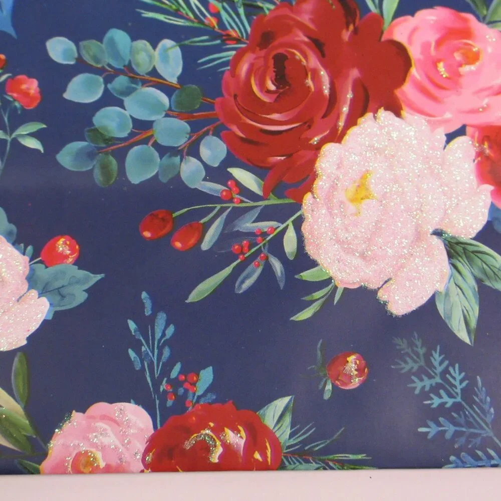 Lot of 3 Pioneer Woman Gift Bag Christmas Holiday Wishful Winter Blue Floral New